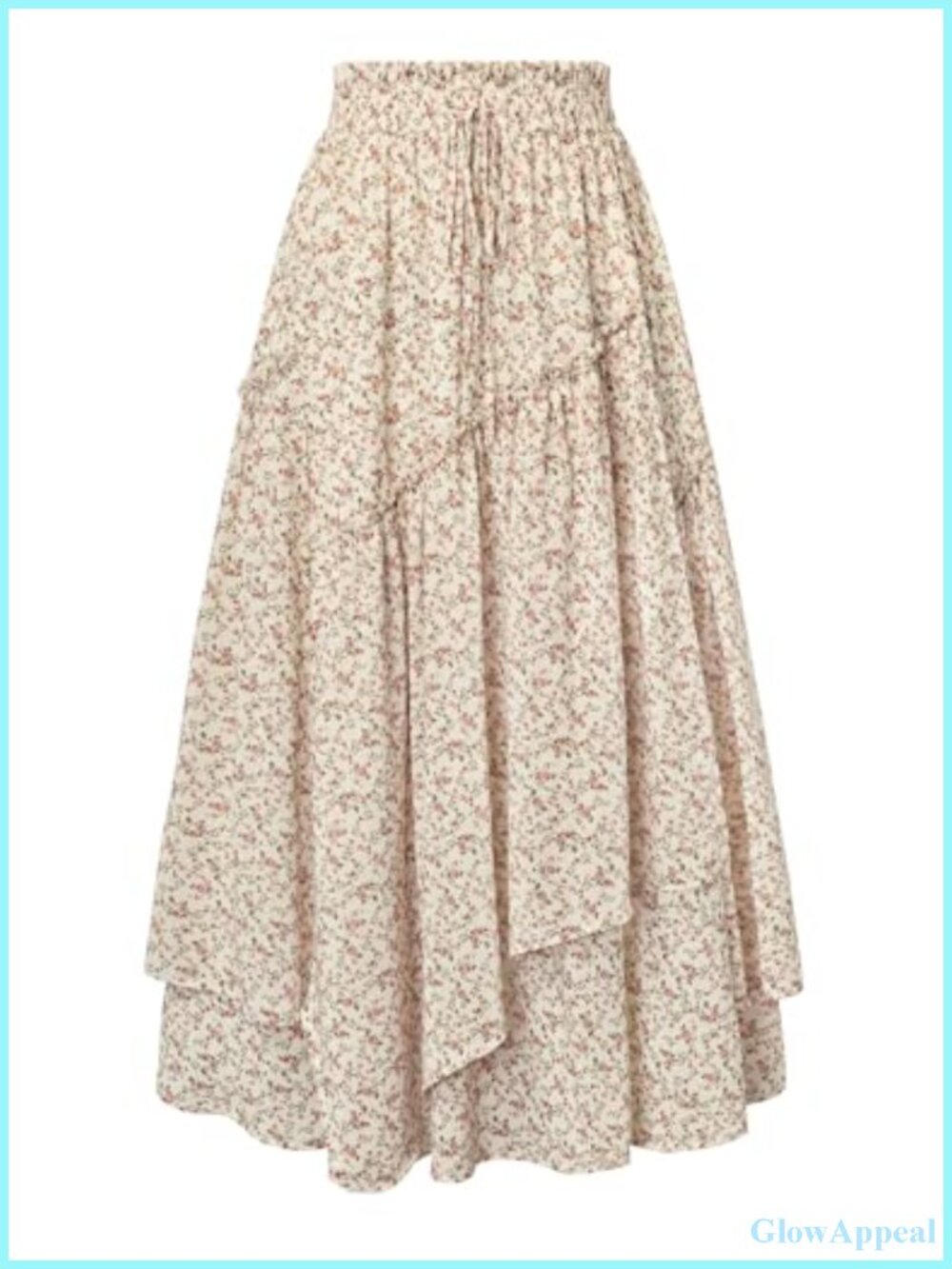 Boho Maxi Skirt with Pockets, Floral A-Line Tiered
